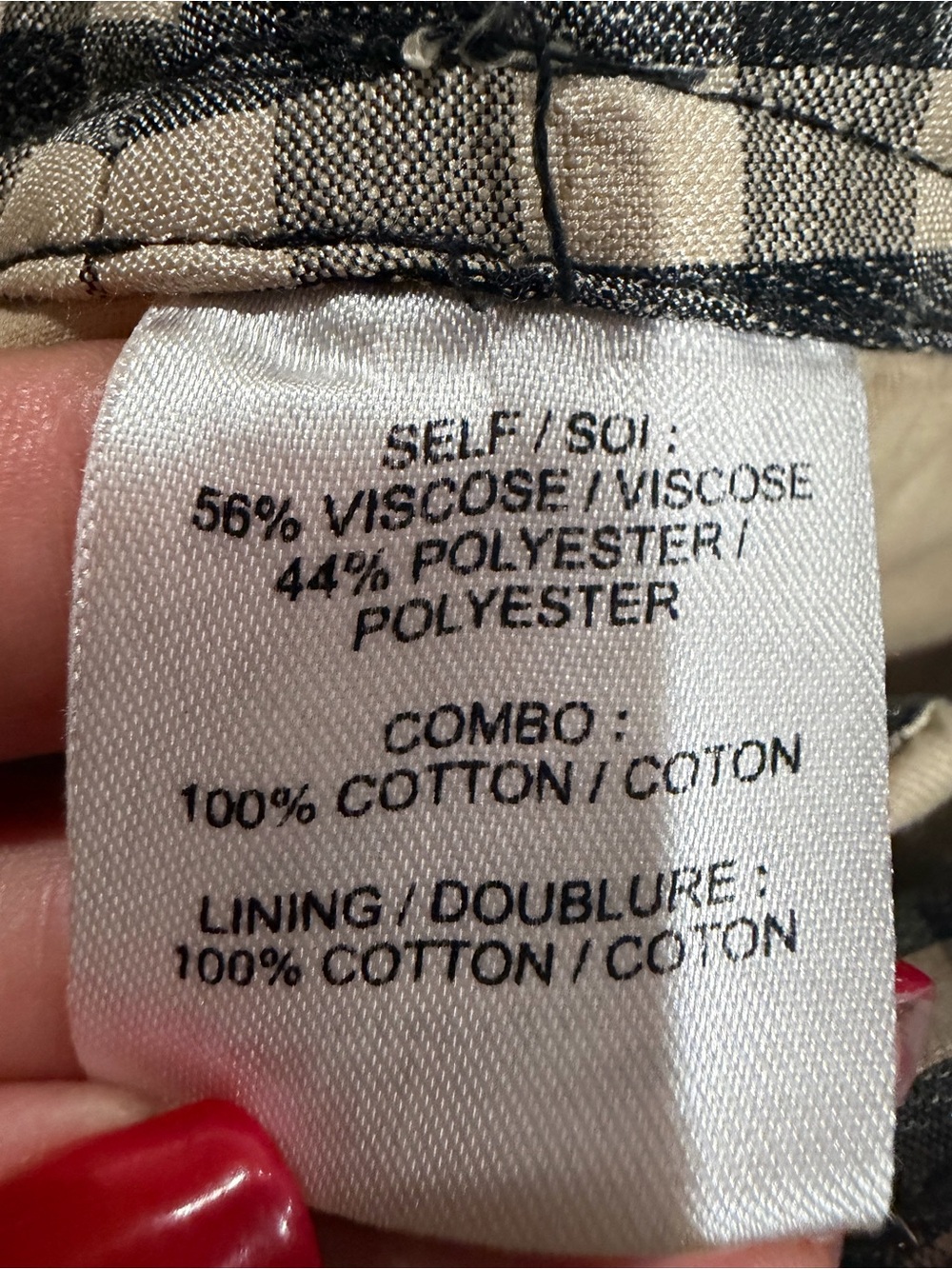Tanya Taylor Beige Midi Skirt with Black-and-White Gingham Panels - Picture 7 of 7